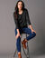 Cardigan boutonné col rond uni (noir)