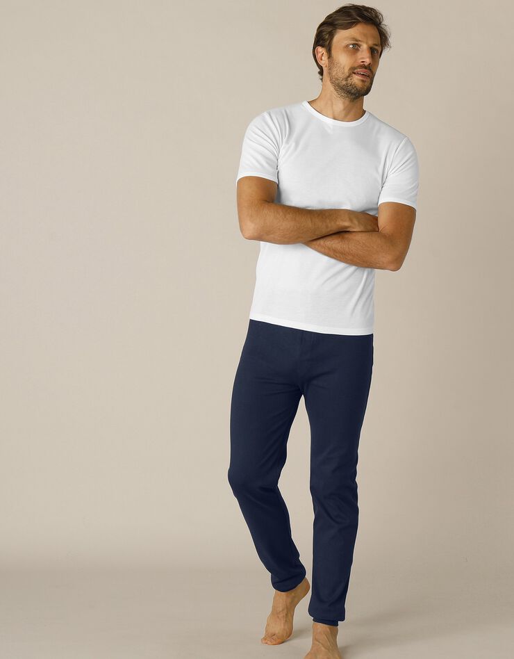 Tee-shirt sous-vêtement homme col rond manches courtes polyester - lot de 2 (blanc)