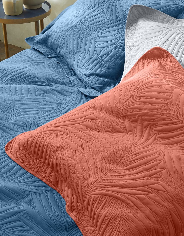 Couvre-lit uni matelassé reliéfé "feuillage" (terracotta)
