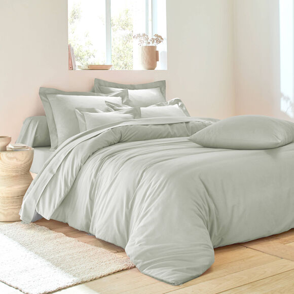 Linge de lit uni polyester-coton Colombine (gris perle)