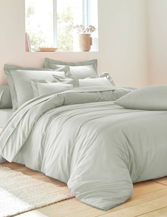 Linge de lit uni polyester-coton Colombine (gris perle)