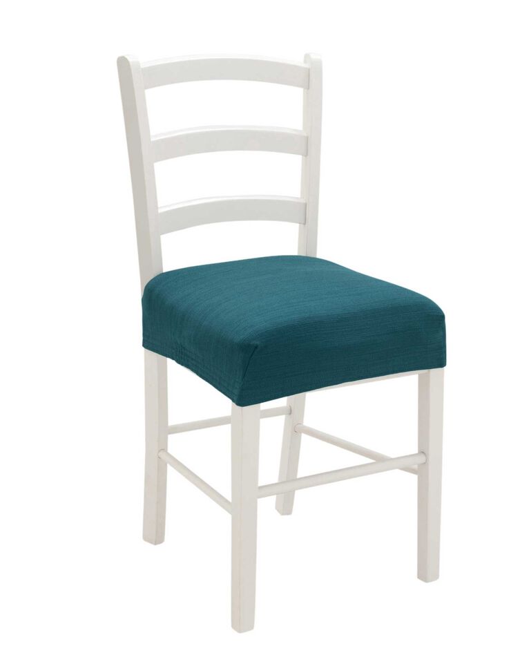 Housse chaise unie extensible - housse intégrale ou assise seule (bleu canard)