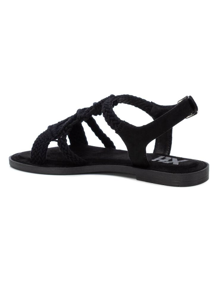 Sandales plates dessus macramé  (noir)