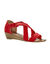 Sandales compensées élastiquées dessus microfibre effet suédine (rouge)
