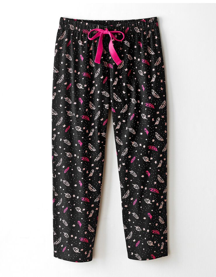 Pantacourt pyjama imprimé "plumes" (noir) Pantacourt pyjama imprimé "plumes" (noir)