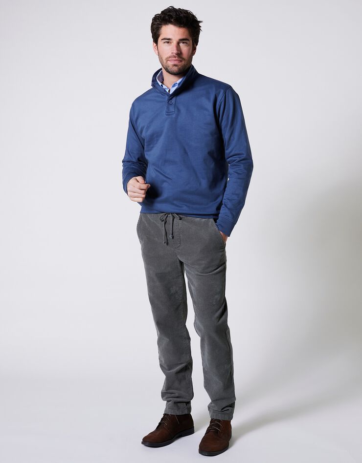 Pantalon en velours fines côtes taille élastiquée (vert grisé) Pantalon en velours fines côtes taille élastiquée (vert grisé)