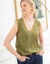 Caraco fluide col V dentelle, crêpe **polyester recyclé (vert olive)