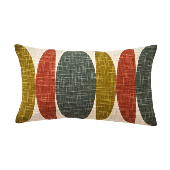 Coussin imprimé géométrique (écru / vert)