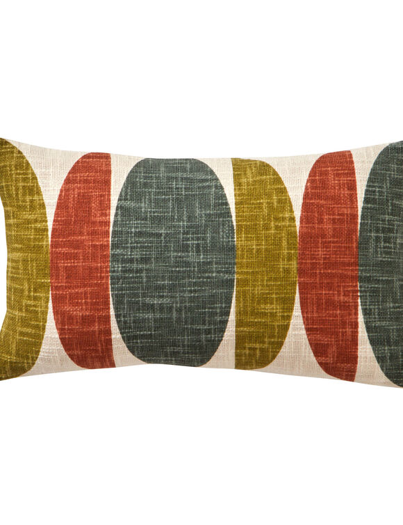 Coussin imprimé géométrique (écru / vert)