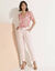Chemisier boutonné manches blousantes imprimé, voile jacquard (rose)