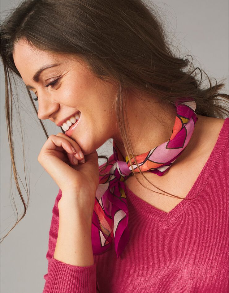 Pull col V toucher cachemire (cerise) Pull col V toucher cachemire (cerise)