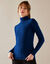 Pull col roulé, maille côtelée (bleu vif)