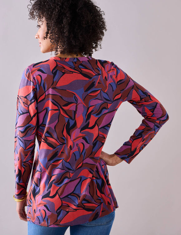 Chemisier Femme Gudrun Sjöden Manches Ballon Bordeaux Imprimé Floral Viscose - Taille M - Occasion TB