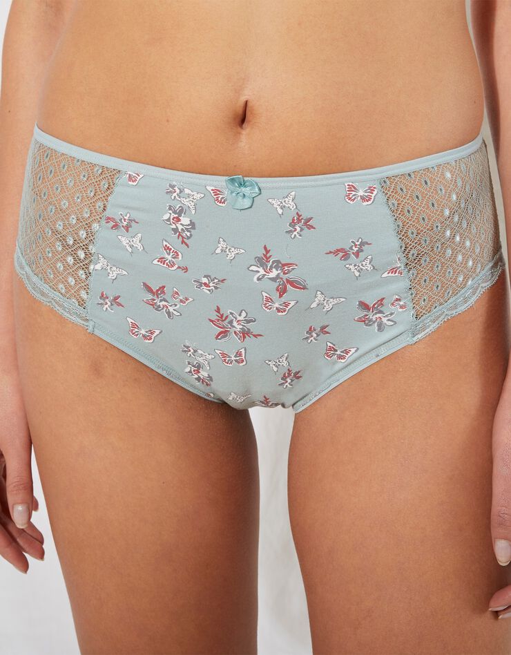 Culotte maxi dentelle coton imprimé "papillons" Tropea - lot de 4 (cerise + vert d'eau) Culotte maxi dentelle coton imprimé "papillons" Tropea - lot de 4 (cerise + vert d'eau)