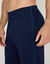 Pantalon pyjama uni coton piping contrast&eacute; (marine / vert)