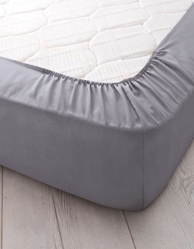 Drap-housse uni microfibre bonnet 28 cm (gris anthracite)