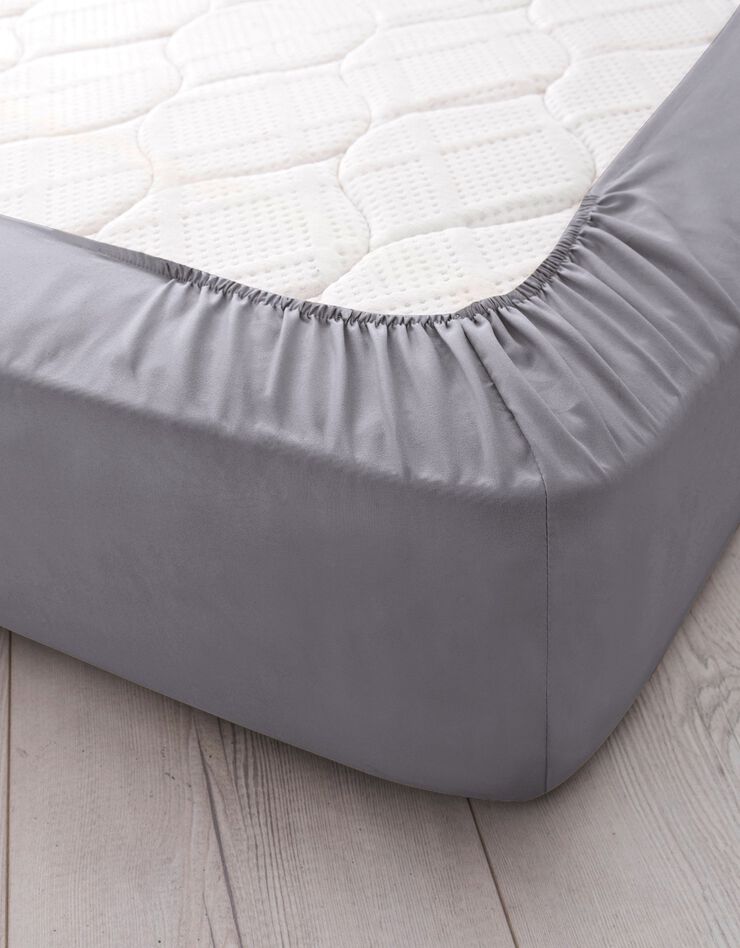 Drap-housse uni microfibre bonnet 28 cm (gris anthracite)