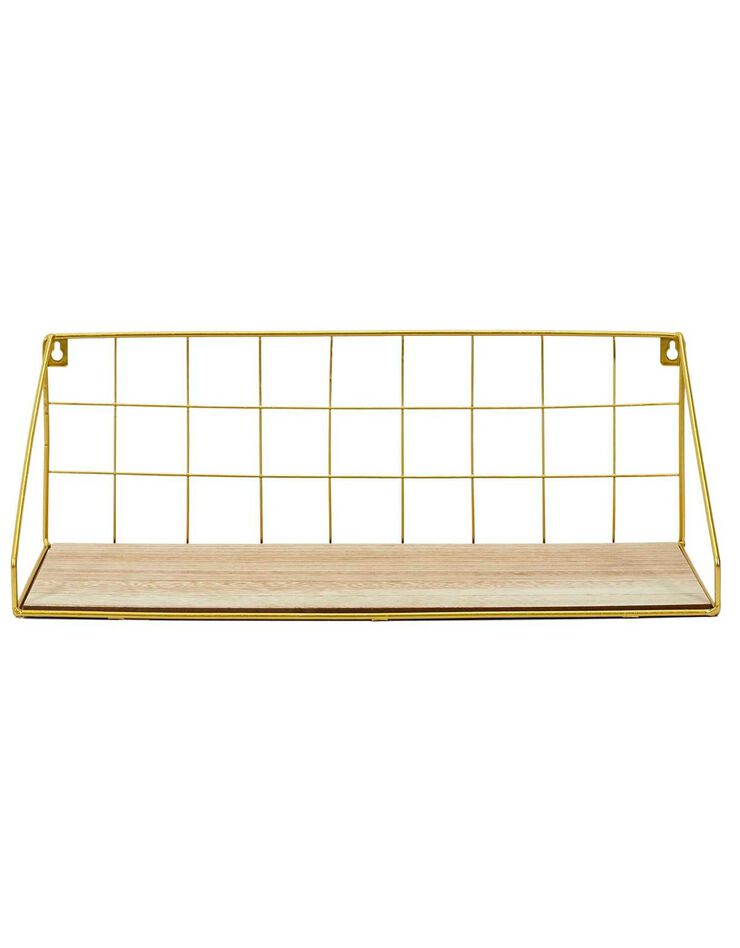 Etagère filaire métal et bois – 1 tablette (doré)