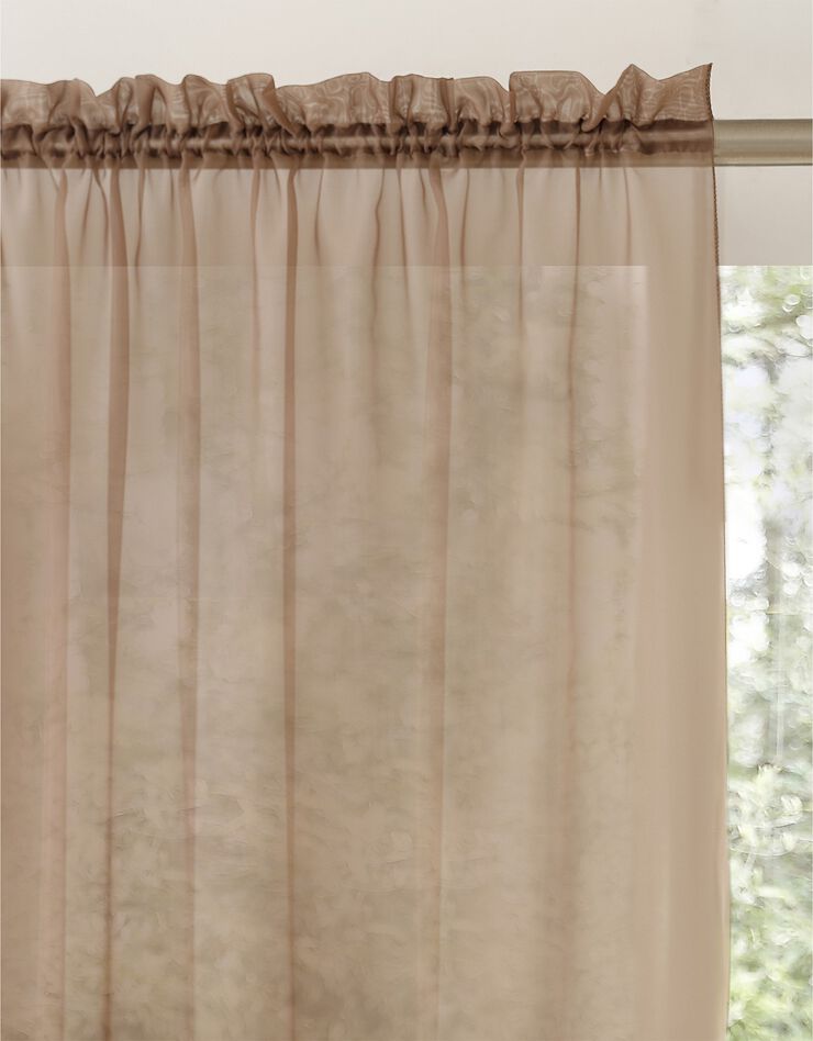 Panneau voile uni finition galon fronceur (taupe)
