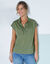 Blouse manches courtes à revers unie (kaki)