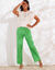 Pantalon large droit, gaze de coton (vert)