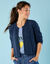 Gilet paletot maille fantaisie,  Spécial Petites (indigo)