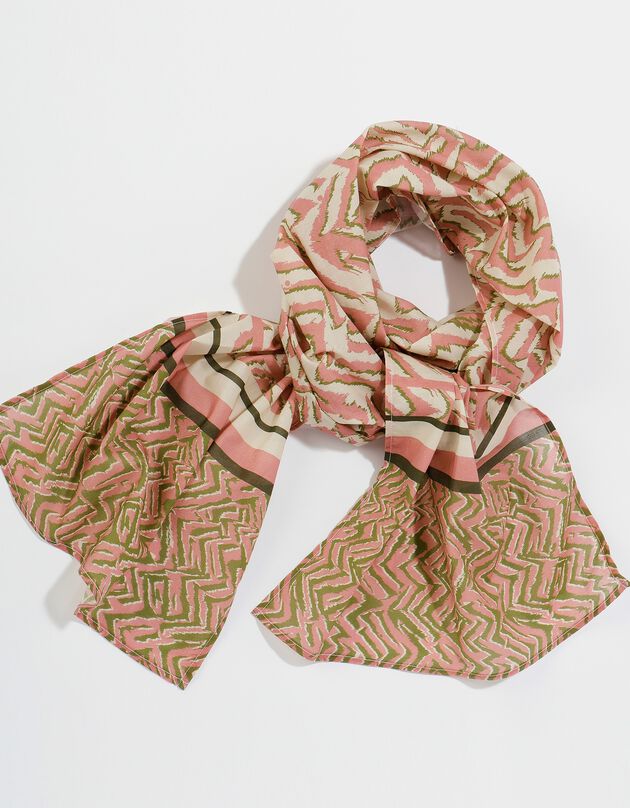 Foulard fabriqué en France imprimé cachemire, 198 x 38 cm - coton (kaki)