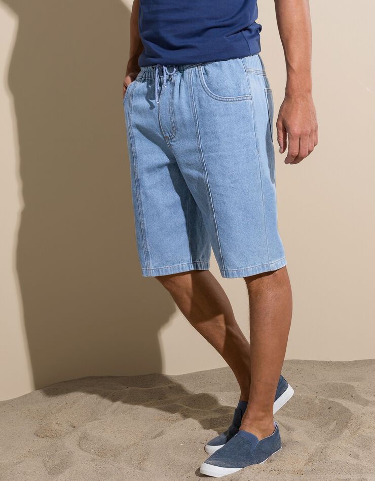 Bermuda denim léger taille élastiquée (bleached) Bermuda denim léger taille élastiquée (bleached)