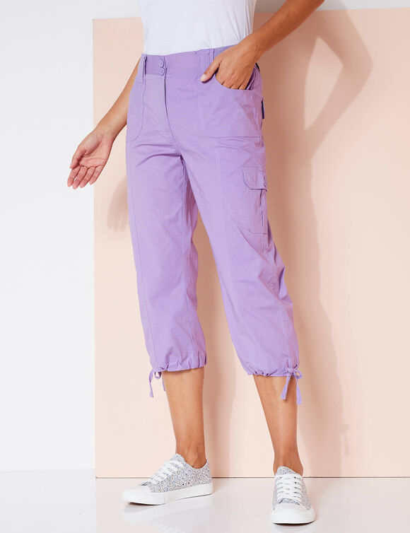 Pantacourt ceinture maille (parme)