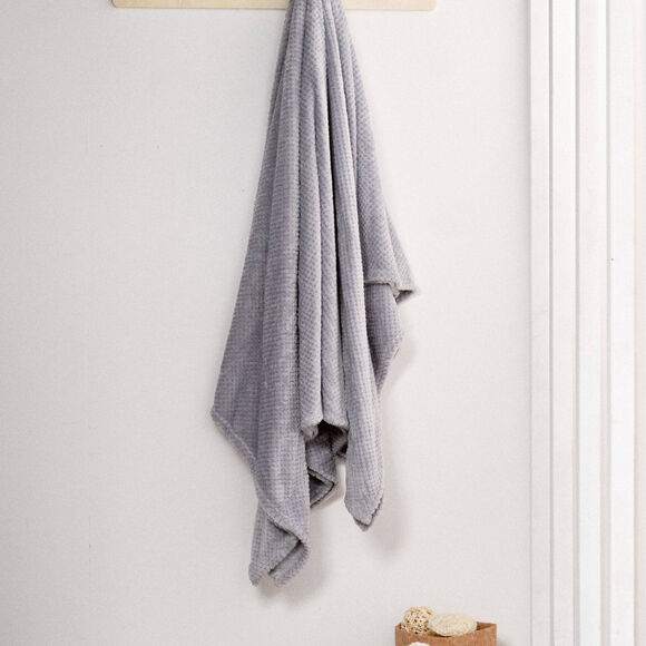 Plaid polaire nid d'abeille (gris perle)