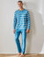 Pyjama coton rayé manches longues (bleu / blanc)