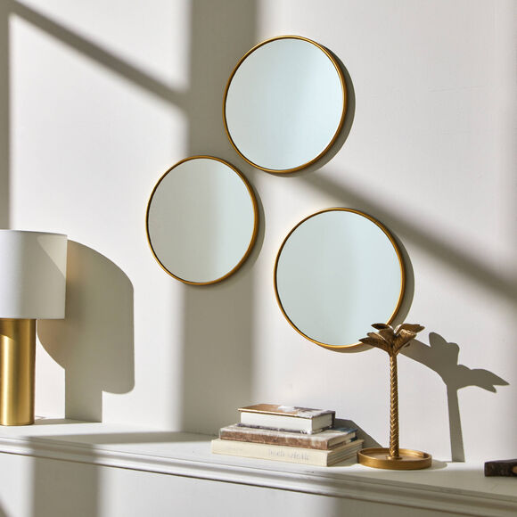 Miroir rond contour coloris doré - lot de 3 (doré)