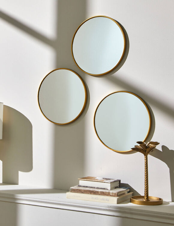 Miroir rond contour coloris doré - lot de 3 (doré)