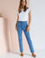 Pantalon effet ventre plat, coton stretch (bleached)