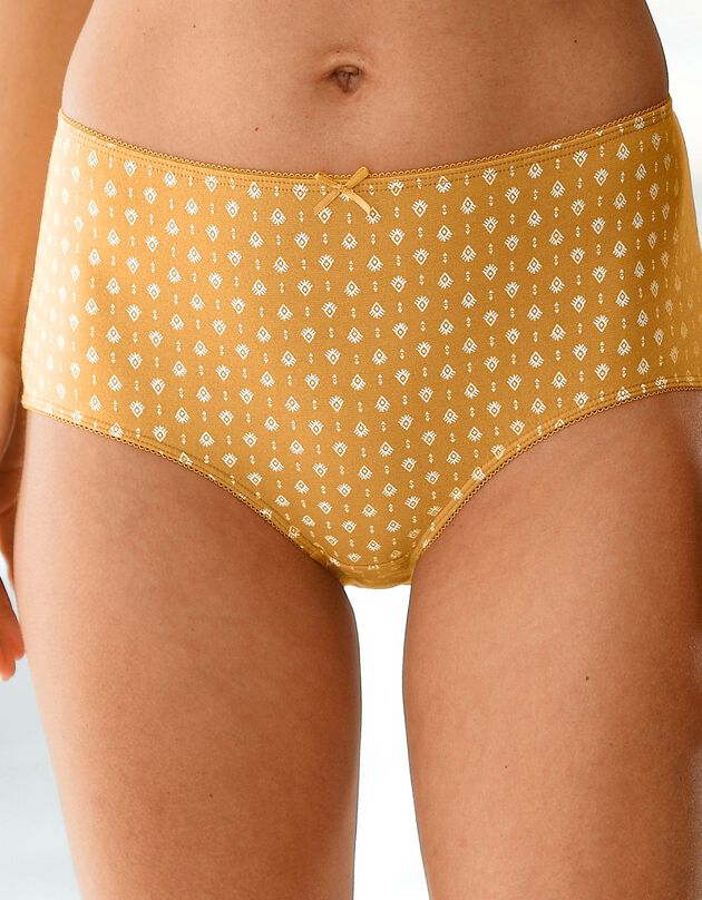 Culotte maxi coton  "graphique" - lot de 4 (noir / miel)