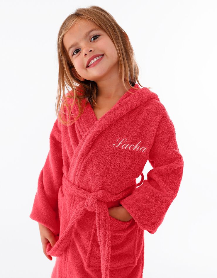 Peignoir enfant éponge à capuche personnalisable (corail) Peignoir enfant éponge à capuche personnalisable (corail)