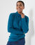 Pull col montant long, maille côtelée (bleu canard)