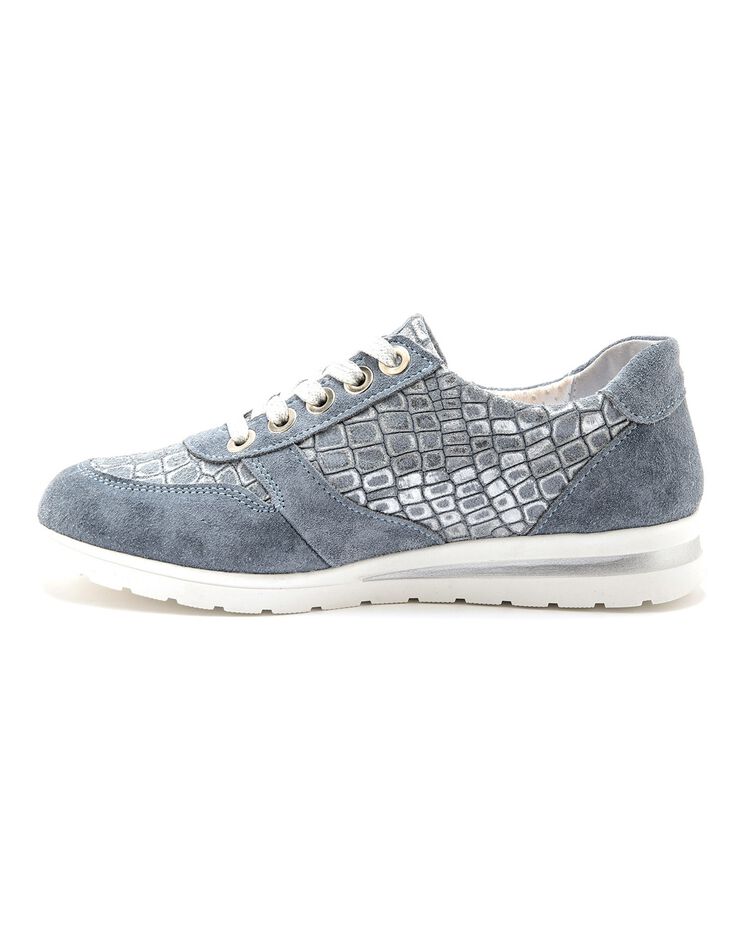 Baskets lacées zippées empiècements effet croco (bleu ciel) Baskets lacées zippées empiècements effet croco (bleu ciel)