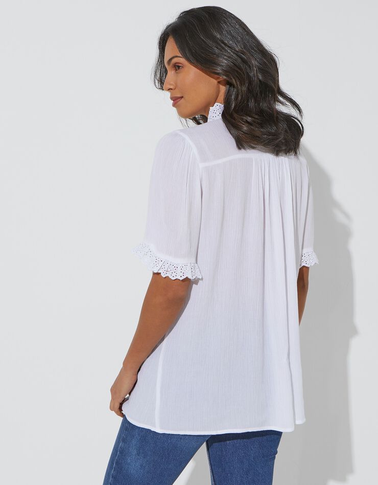 Blouse col volanté broderie anglaise (blanc) Blouse col volanté broderie anglaise (blanc)