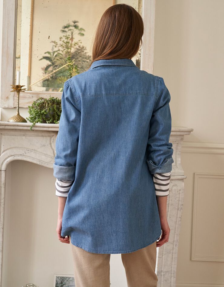 Chemise pressionnée forme liquette denim (bleached) Chemise pressionnée forme liquette denim (bleached)
