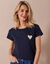 T-shirt uni brodé coeur manches courtes (marine)
