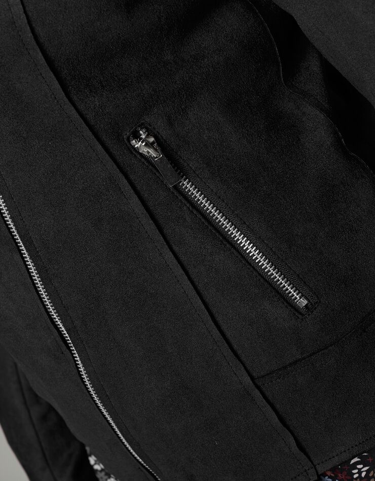 Blouson zippé suédine col tailleur pressionné (noir) Blouson zippé suédine col tailleur pressionné (noir)
