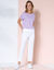 Pantalon coupe droite 7/8ème taille élastiquée, lin coton (blanc)
