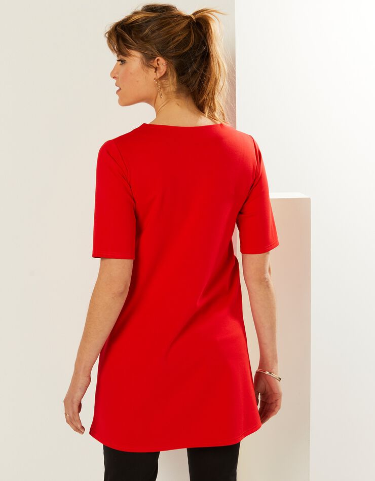 Tunique manches coudes unie, maille milano (rouge) Tunique manches coudes unie, maille milano (rouge)