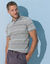 Polo rayé maille piquée chinée (gris chiné)