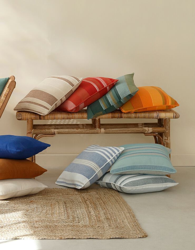 Housse coussin multicolore coton tissage artisanal - lot de 2 (bleu)