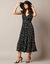 Robe longue crêpe, imprimé pois (noir / écru)
