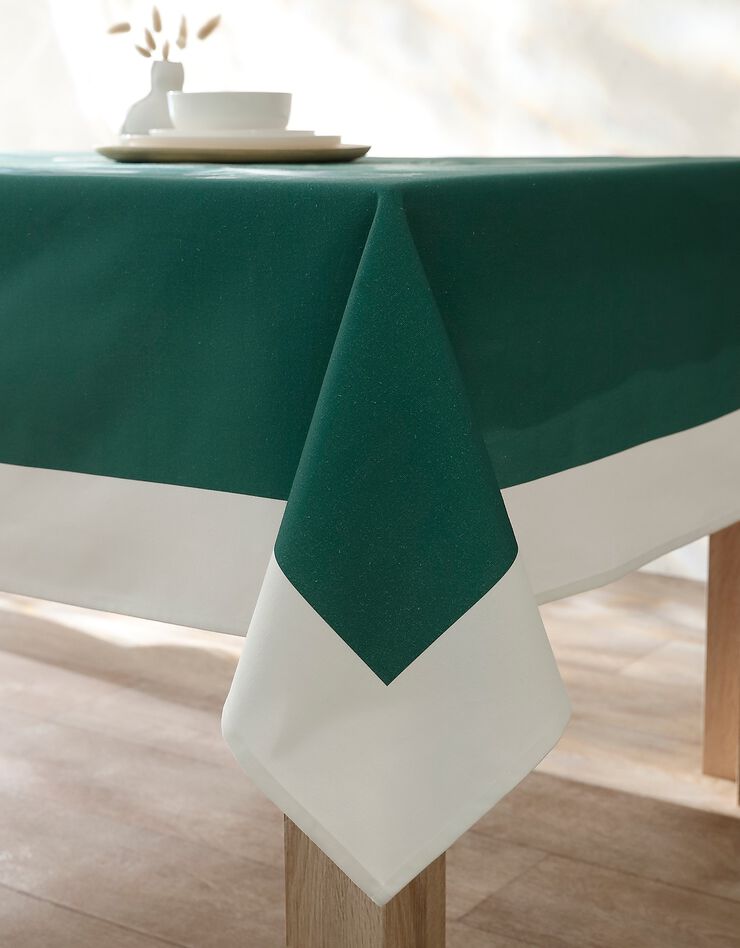 Nappe fabriquée en France, motif placé Herbier - coton biologique(1) (vert)