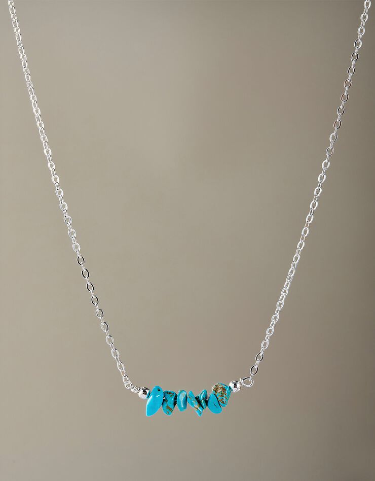 Pendentif argent et chips turquoise (turquoise) Pendentif argent et chips turquoise (turquoise)