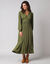 Robe longue col V manches bouffantes, en cr&eacute;pon (vert)